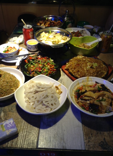 Dinner at a Hunan-style restaurant in Guangzhou.
